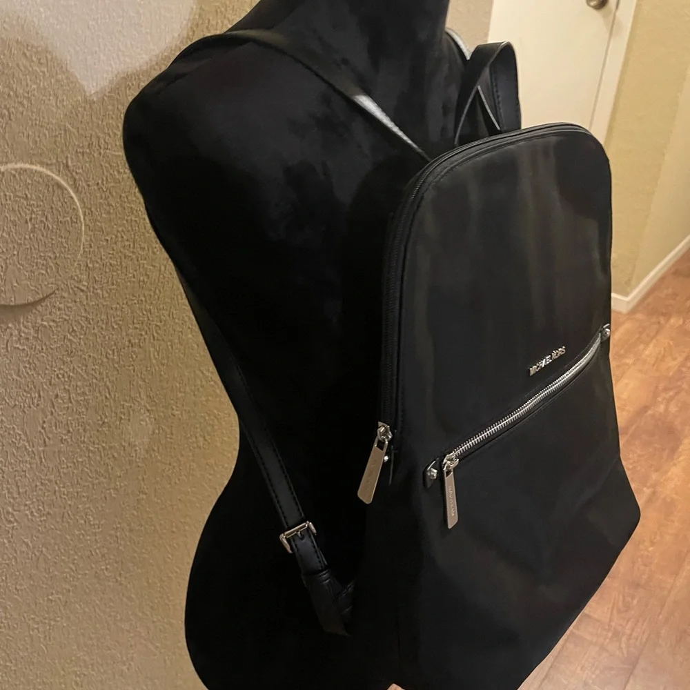 Michael Kors Black Backpack with Silver Zipper - Picture 2 of 4